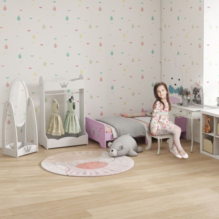 Homcom Kids Wood Clothes Rack Hall Tree With Storage Shelves Children Garment Rack Freestanding Wardrobe For 3-8 Years Toddler, White