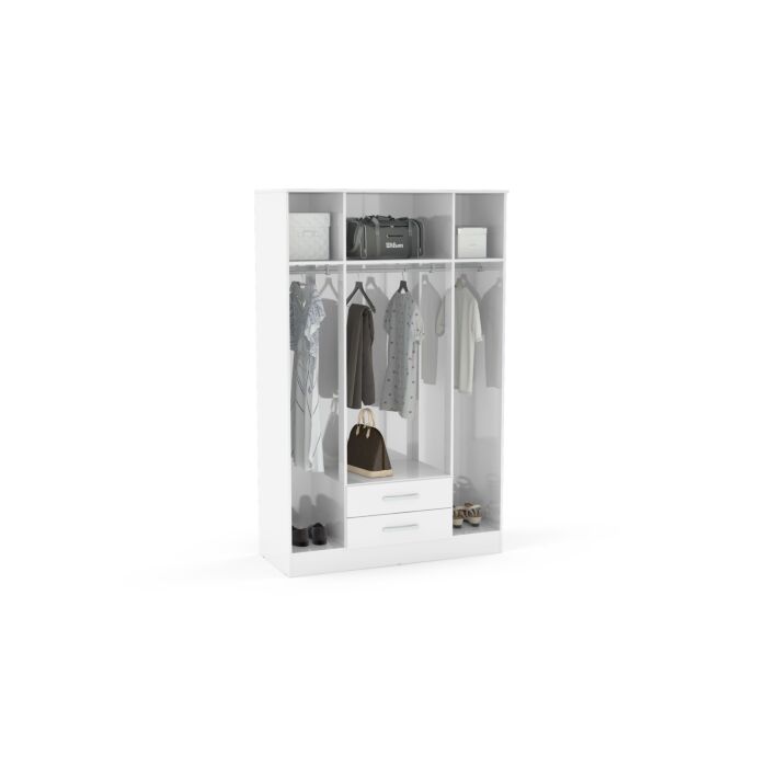 Lynx 4 Door 2 Drawer Wardrobe With Mirror White