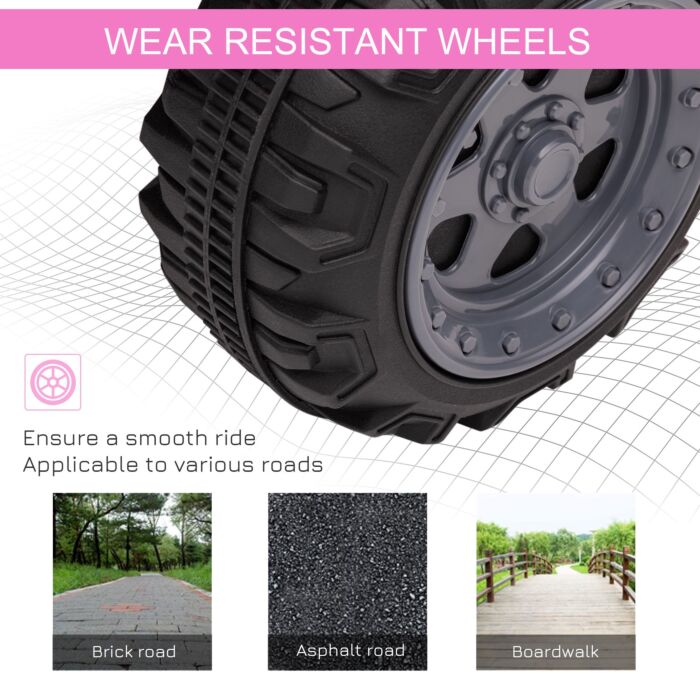 Homcom Kids Ride-on Four Wheeler Atv Car With Real Working Headlights, 6v Battery Powered Motorcycle For 18-36 Months, Pink
