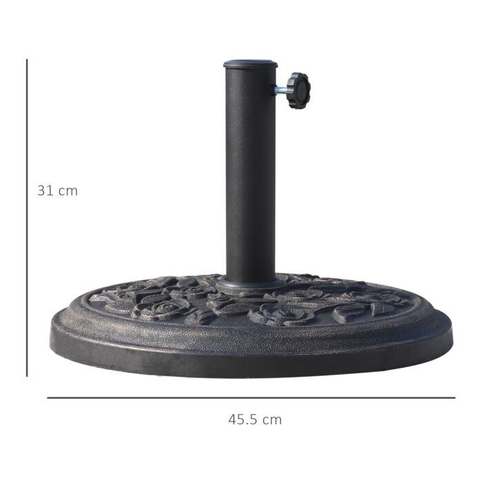 Outsunny 9kg Garden Parasol Base, Round Resin Sun Umbrella Base, Outdoor Umbrella Stand For 38mm Or 48mm Outdoor Umbrella Poles, Bronze Tone