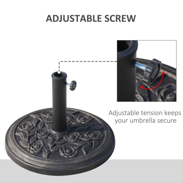 Outsunny 9kg Garden Parasol Base, Round Resin Sun Umbrella Base, Outdoor Umbrella Stand For 38mm Or 48mm Outdoor Umbrella Poles, Bronze Tone