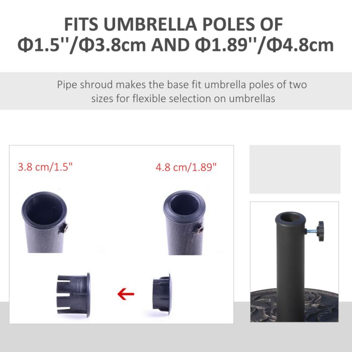 Outsunny 9kg Garden Parasol Base, Round Resin Sun Umbrella Base, Outdoor Umbrella Stand For 38mm Or 48mm Outdoor Umbrella Poles, Bronze Tone