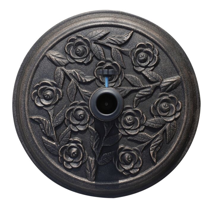 Outsunny 9kg Garden Parasol Base, Round Resin Sun Umbrella Base, Outdoor Umbrella Stand For 38mm Or 48mm Outdoor Umbrella Poles, Bronze Tone