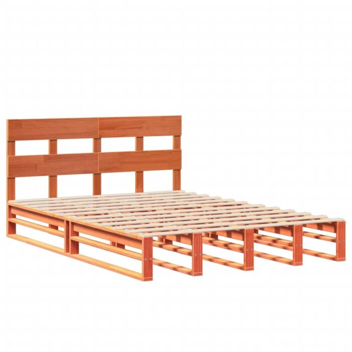 Vidaxl Bed Frame Without Mattress Wax Brown 140x190 Cm Solid Wood Pine