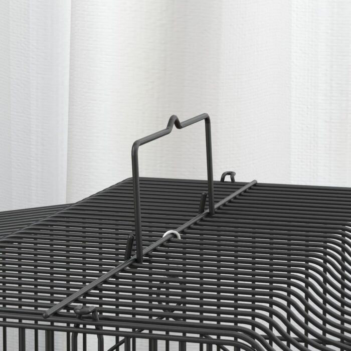 Pawhut Large Metal Bird Cage With Stand, Perches, Food Bowls, Swing For Budgie, Parakeet, 46.5 X 36 X 59cm, Black