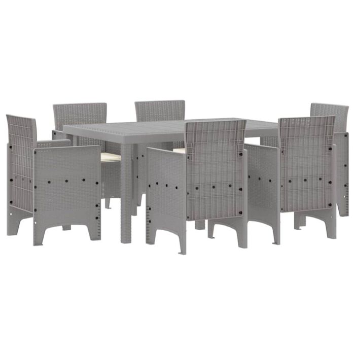 Vidaxl 7 Piece Garden Dining Set With Cushions Light Grey Poly Rattan
