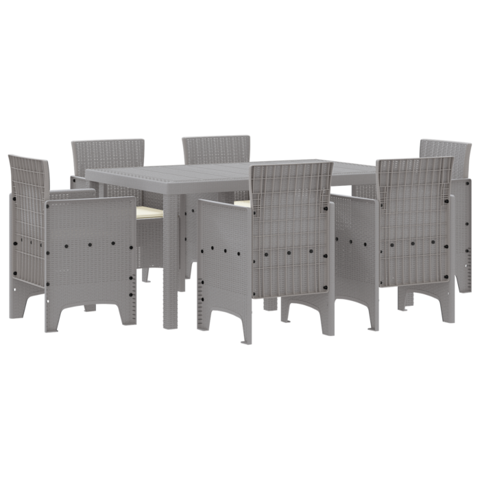 Vidaxl 7 Piece Garden Dining Set With Cushions Light Grey Poly Rattan