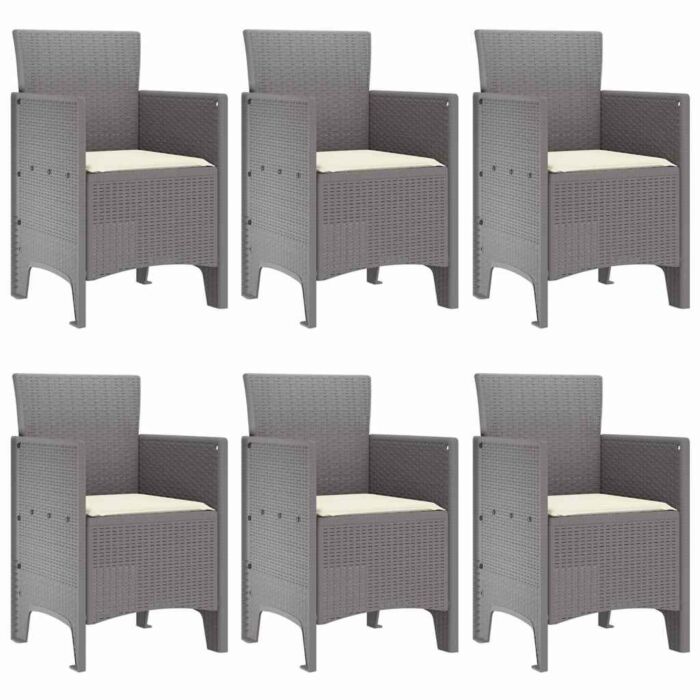 Vidaxl 7 Piece Garden Dining Set With Cushions Light Grey Poly Rattan