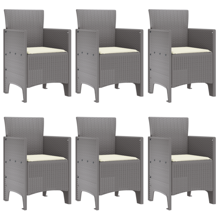 Vidaxl 7 Piece Garden Dining Set With Cushions Light Grey Poly Rattan