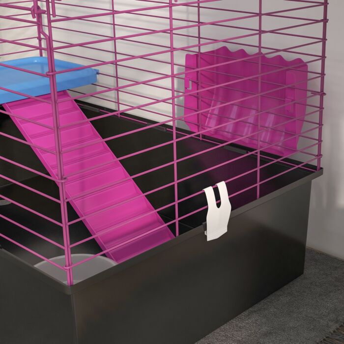 Pawhut Chinchillas Small Rabbit Guinea Pig Small Animal Cage Pet Playhouse With Platform Ramp, 71 X 46 X 47 Cm