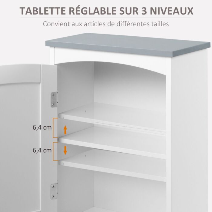 Kleankin Bathroom Cabinet Wall Mounted, Modern Bathroom Wall Cabinet With Arched Door And Adjustable Shelf, Bathroom Storage Cabinet, Light Grey And White