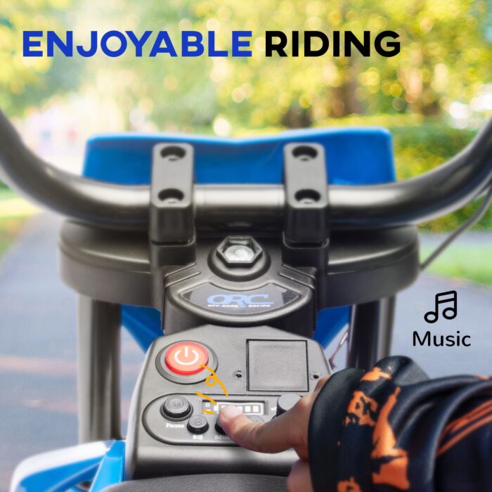 Aiyaplay 12v Kids Electric Motorbike, Kids Electric Ride On Motorcycle W/ Twist Grip Throttle, Training Wheels - Blue