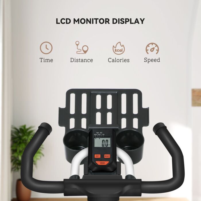 Homcom Upright Exercise Bike Indoor Training Cycling Machine Stationary Workout Bicycle With Adjustable Resistance Seat Handlebar Lcd Display