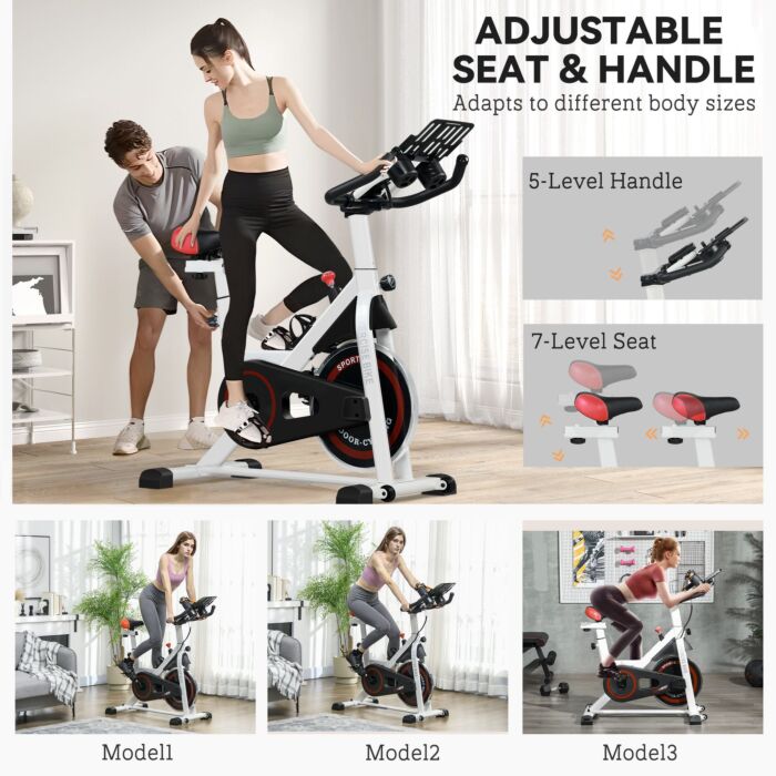 Homcom Upright Exercise Bike Indoor Training Cycling Machine Stationary Workout Bicycle With Adjustable Resistance Seat Handlebar Lcd Display
