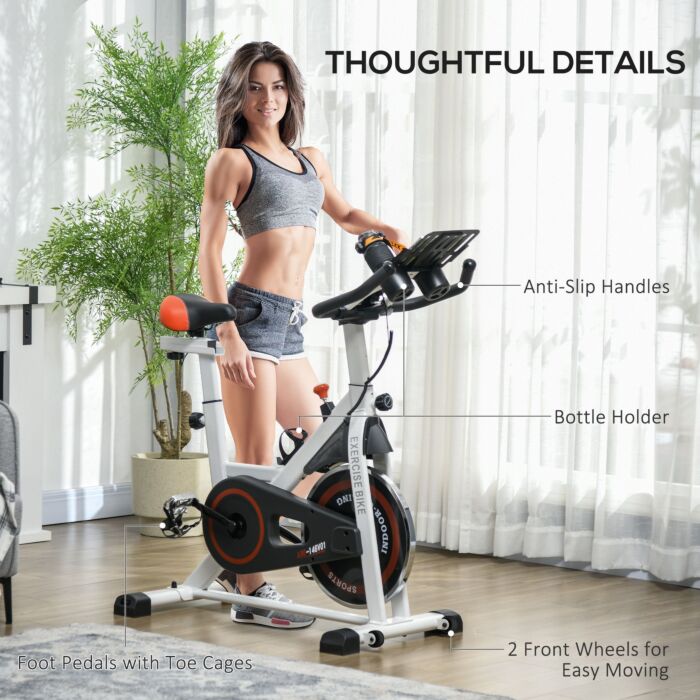 Homcom Upright Exercise Bike Indoor Training Cycling Machine Stationary Workout Bicycle With Adjustable Resistance Seat Handlebar Lcd Display