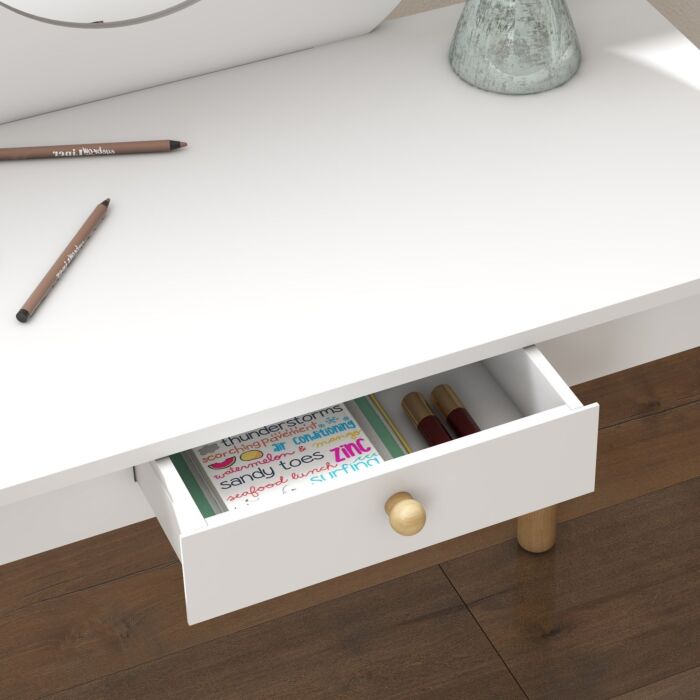 Aiyaplay Kids Dressing Table With Mirror, Stool, Drawer, Cloud Design, White