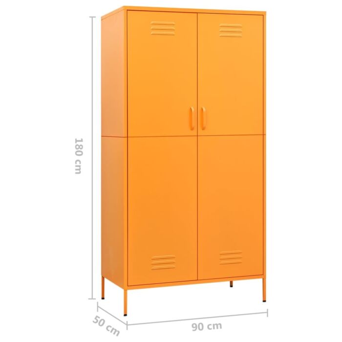 Vidaxl Wardrobe Mustard Yellow 90x50x180 Cm Steel