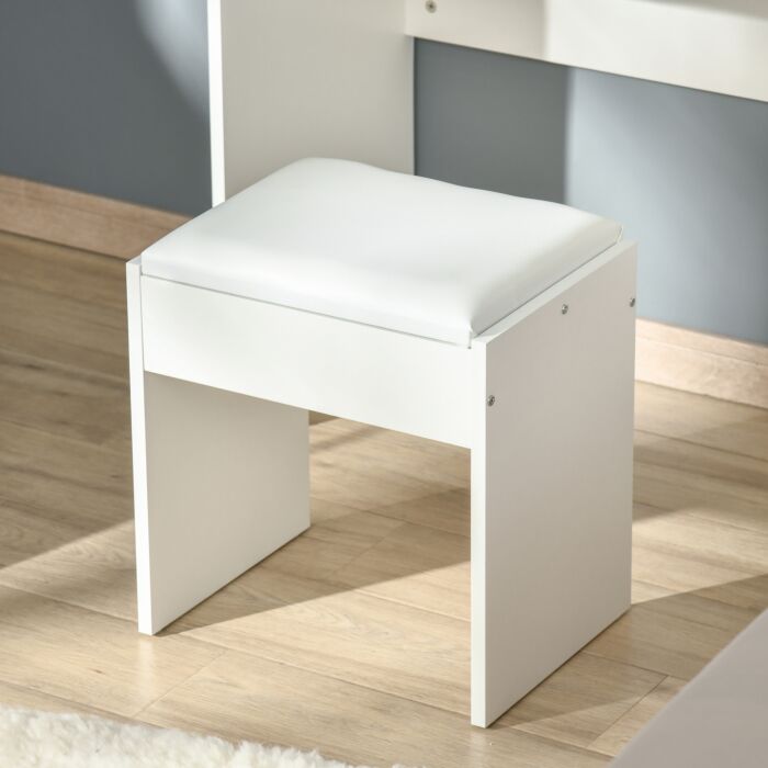 Homcom Makeup Desk With Drawer, Vanity Table Set With Flip-up Mirror And Cushioned Stool, White