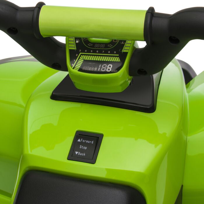Homcom 6v Kids Electric Toy Car Atv Toy Quad Bike Four Big Wheels W/ Forward Reverse Functions Toddlers Aged 18-36 Months, Green