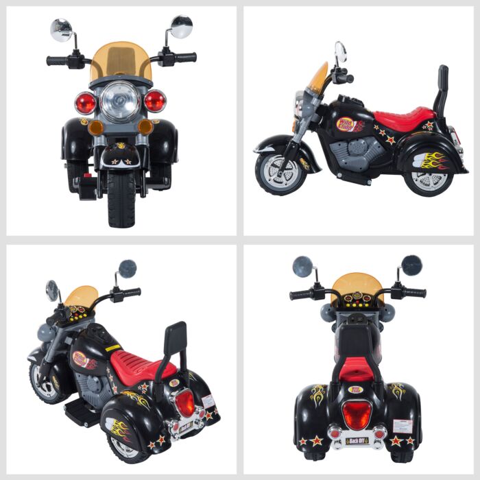 Homcom Kids Electric Motorbike 6v Children Ride On Motorcycle Battery Powered Toy W/ Lights Sound For 3-6 Years Old Black