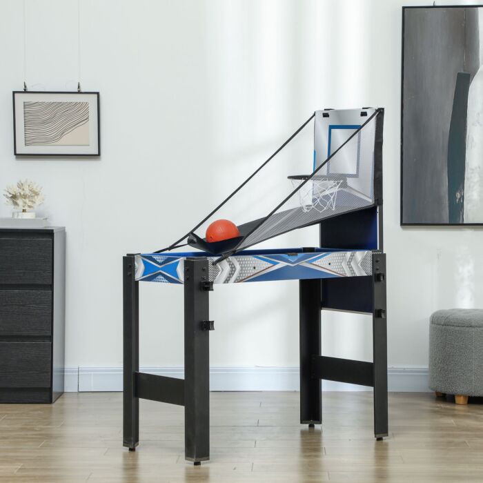 Sportnow 5 In 1 Multi Games Table Combo Sports Game Table For Kids, Mini Pool Table, Table Tennis Table, Hockey Table, Basketball Arcade Game, Bow And Arrow, Blue