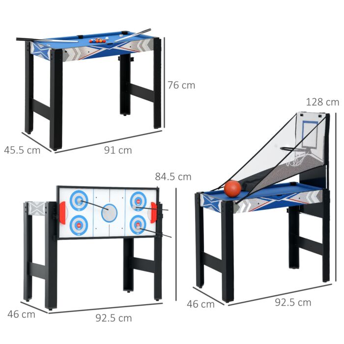 Sportnow 5 In 1 Multi Games Table Combo Sports Game Table For Kids, Mini Pool Table, Table Tennis Table, Hockey Table, Basketball Arcade Game, Bow And Arrow, Blue