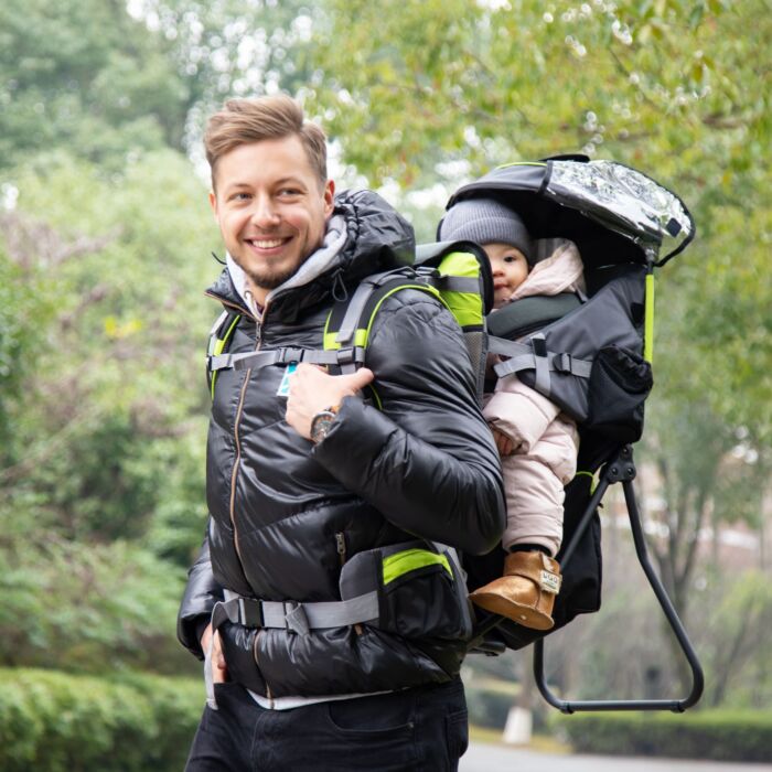 Homcom Baby Hiking Backpack Carrier Child Carrier With Ergonomic Hip Seat Detachable Rain Cover Adjustable Straps Stand For Toddler 6-36 Months Black