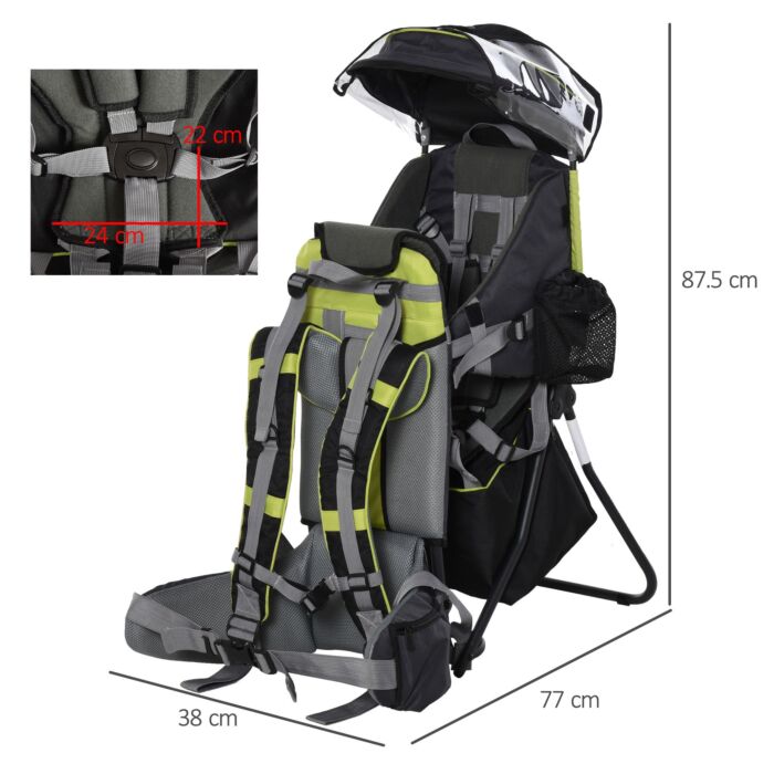 Homcom Baby Hiking Backpack Carrier Child Carrier With Ergonomic Hip Seat Detachable Rain Cover Adjustable Straps Stand For Toddler 6-36 Months Black