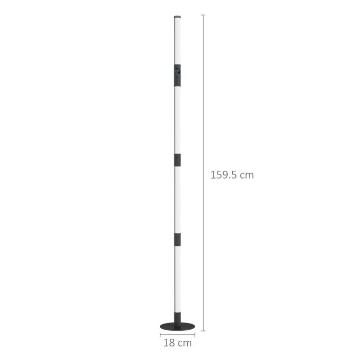 Homcom Led Floor Lamp, 360° Rgb Detachable Corner Floor Lamp With App & Remote Control, Colour Changing Standing Lamp With Music Sync & Timing, For Living Room, Game Room, Dark Grey