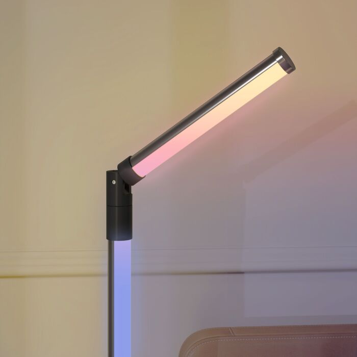 Homcom Led Floor Lamp, 360° Rgb Detachable Corner Floor Lamp With App & Remote Control, Colour Changing Standing Lamp With Music Sync & Timing, For Living Room, Game Room, Dark Grey