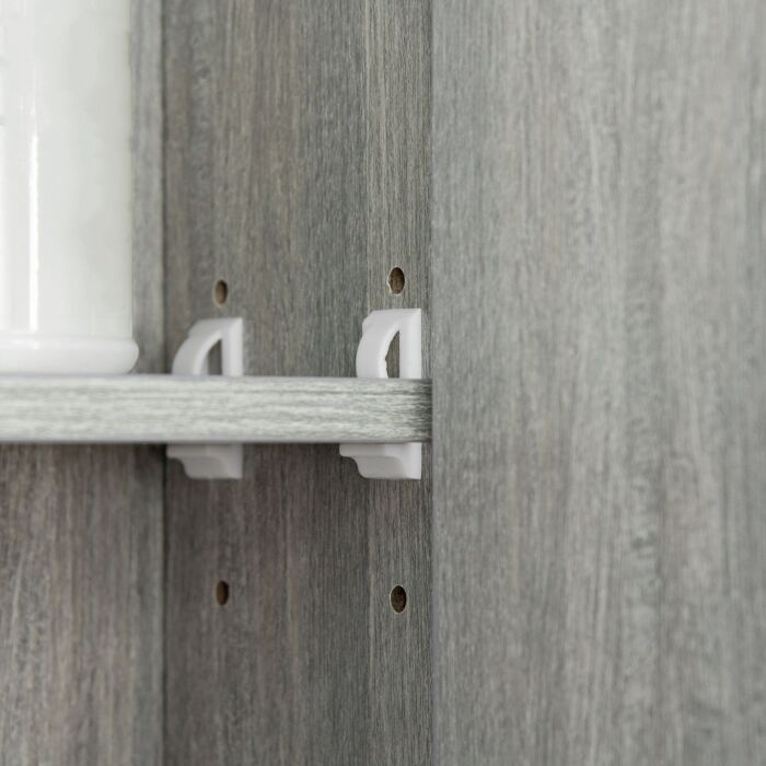 Kleankin Bathroom Mirror Cabinet, Wall Mounted Storage Cabinet With Adjustable Shelves, 3 Doors And Cupboards, Grey