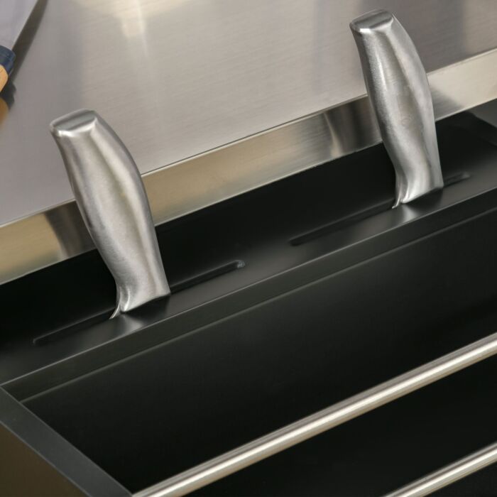 Homcom Kitchen Island, Mdf, Stainless Steel Top-black