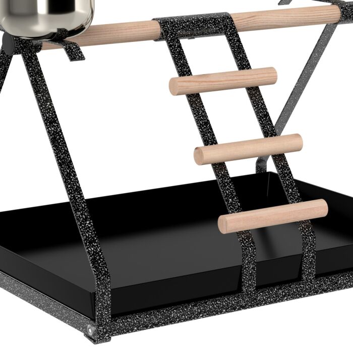Pawhut Portable Bird Playstand Training Playground With Wood Perch Ladder Feeding Cups For Macaw Parrot Conure