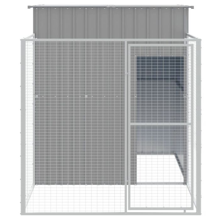 Vidaxl Dog House With Run Light Grey 165x251x181 Cm Galvanised Steel