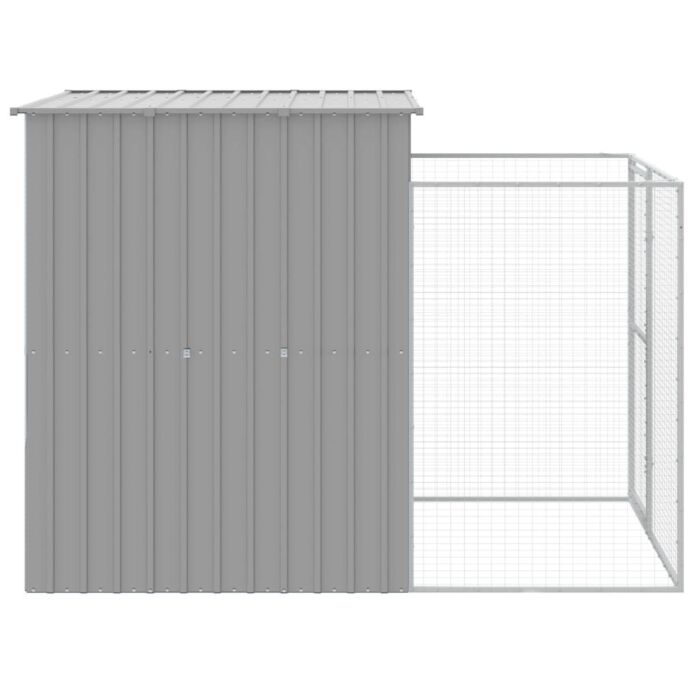 Vidaxl Dog House With Run Light Grey 165x251x181 Cm Galvanised Steel