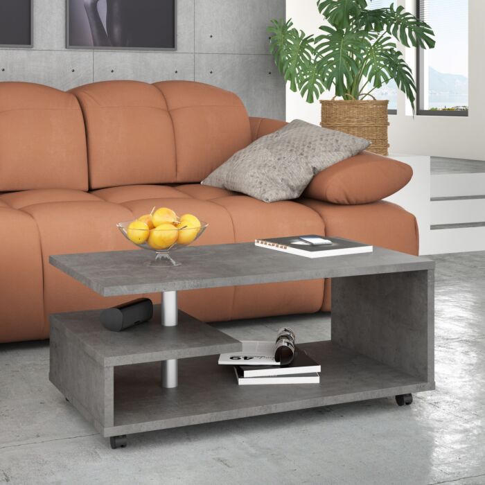 Bailey Coffee Table In Concrete Optic Dark Grey