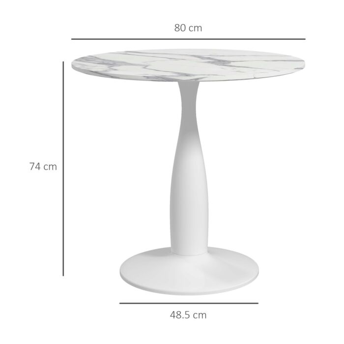 Homcom Round Dining Table, Modern Dining Room Table With Steel Base, Non-slip Foot Pad, Space Saving Small Dining Table