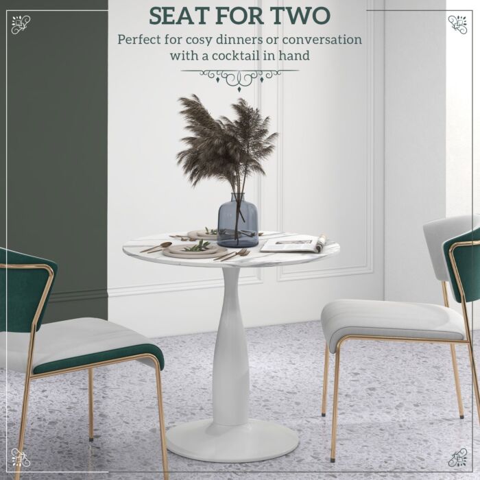 Homcom Round Dining Table, Modern Dining Room Table With Steel Base, Non-slip Foot Pad, Space Saving Small Dining Table