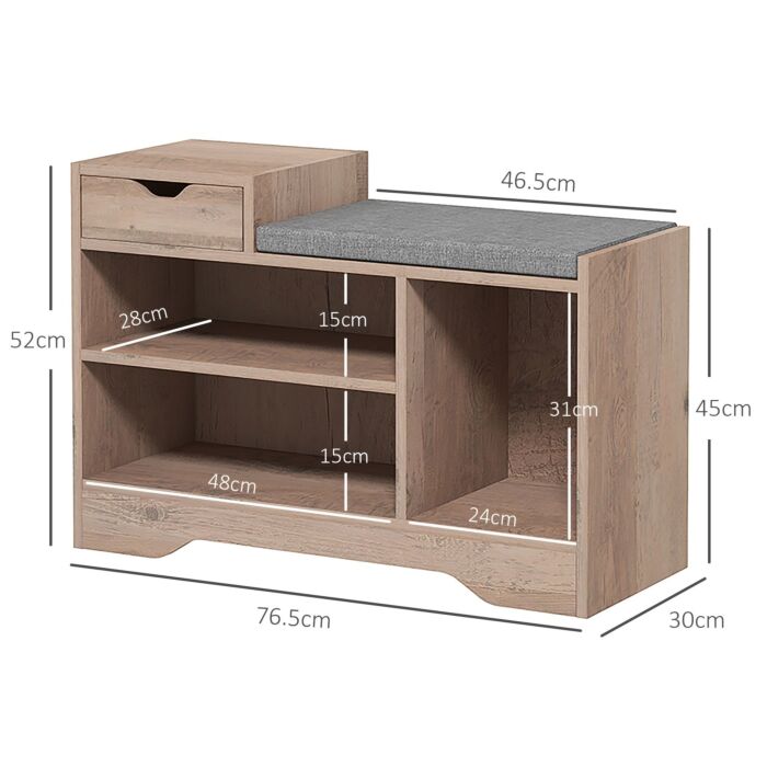 Homcom Multi-compartment Shoe Bench, With Seat - Grey