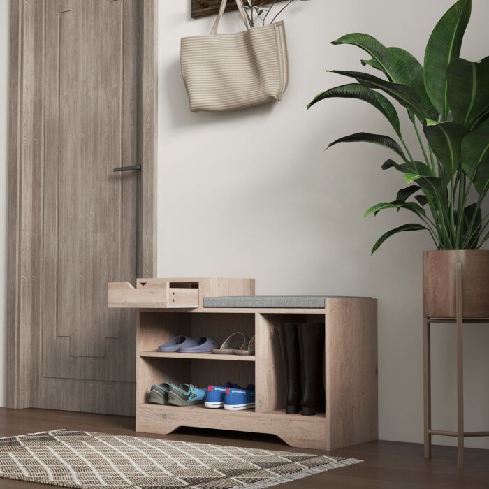 Homcom Multi-compartment Shoe Bench, With Seat - Grey