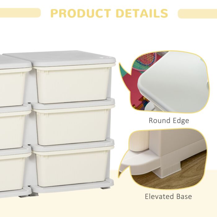 Zonekiz Kids Storage Units With 6 Drawers, 3 Tier Kids Toy Storage Organizer, Vertical Dresser Tower For Nursery Playroom Kindergarten, Cream