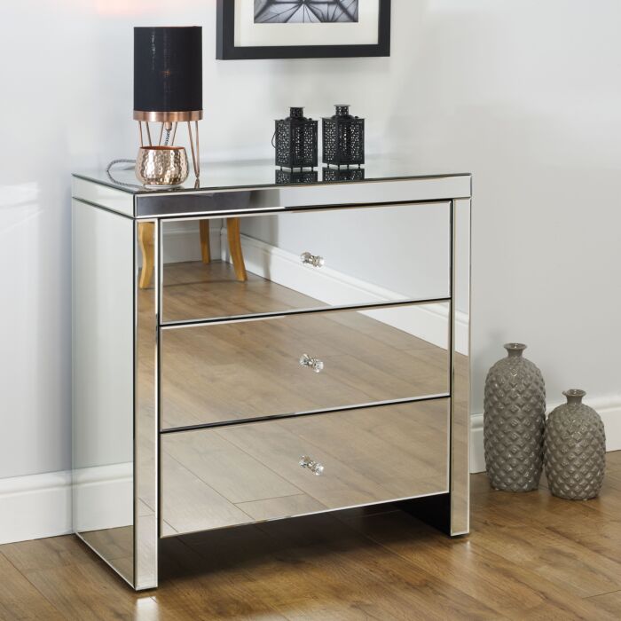 Seville 3 Drawer Chest Mirrored