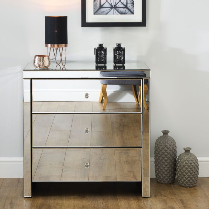 Seville 3 Drawer Chest Mirrored