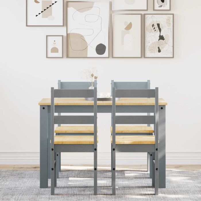 Vidaxl 5 Piece Dining Set Panama Grey Solid Wood Pine
