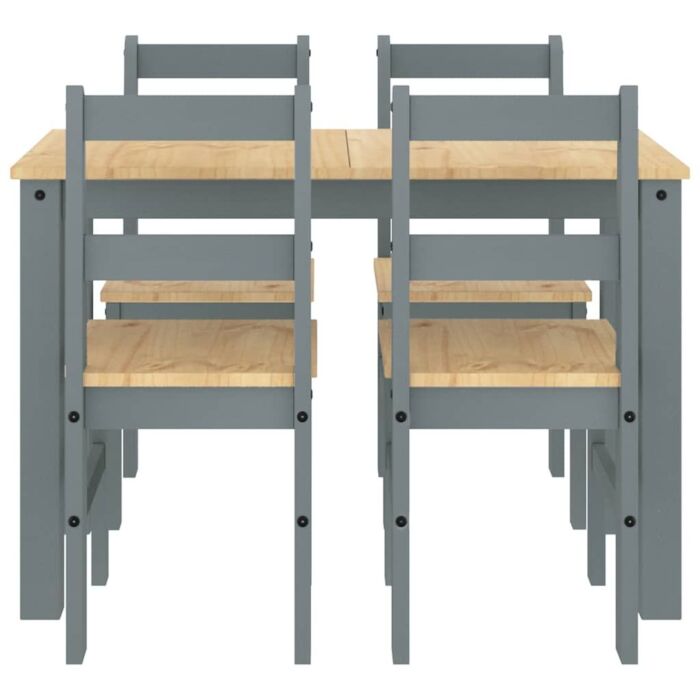 Vidaxl 5 Piece Dining Set Panama Grey Solid Wood Pine