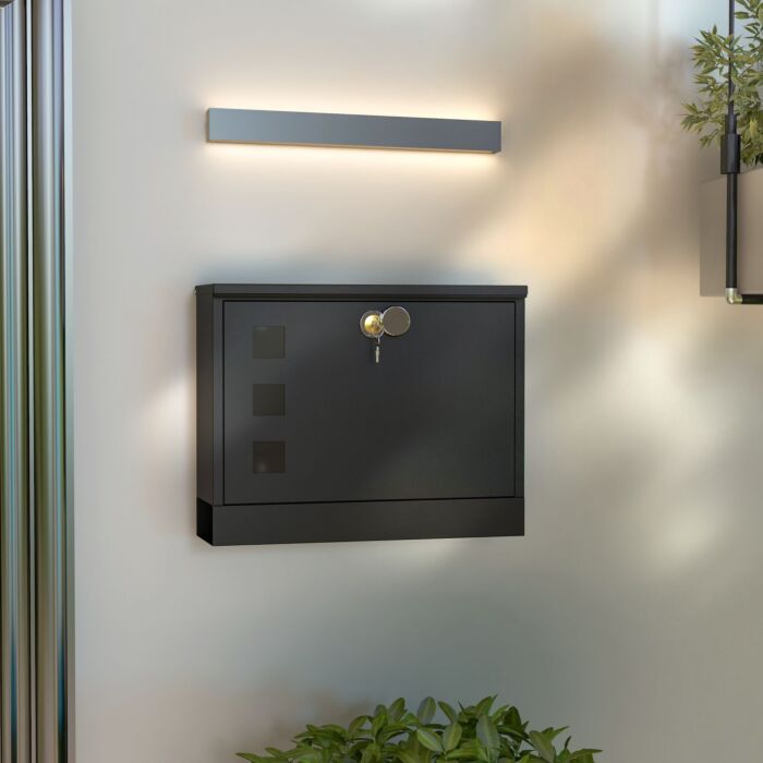 Homcom Wall Mounted Letterbox, Weatherproof Post Box, Modern Mailbox With 2 Keys And Viewing Windows, Easy To Install
