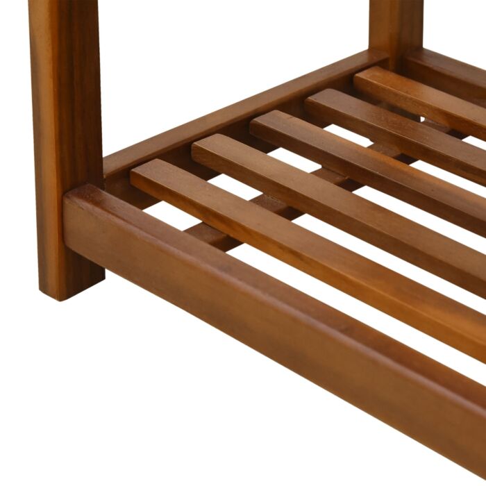 Homcom 3-tier Shoe Rack, Acacia Wooden Shoe Storage Organiser With 2 Hangers, Holds Up To 12 Pairs, 74 X 26 X 62 Cm, Teak