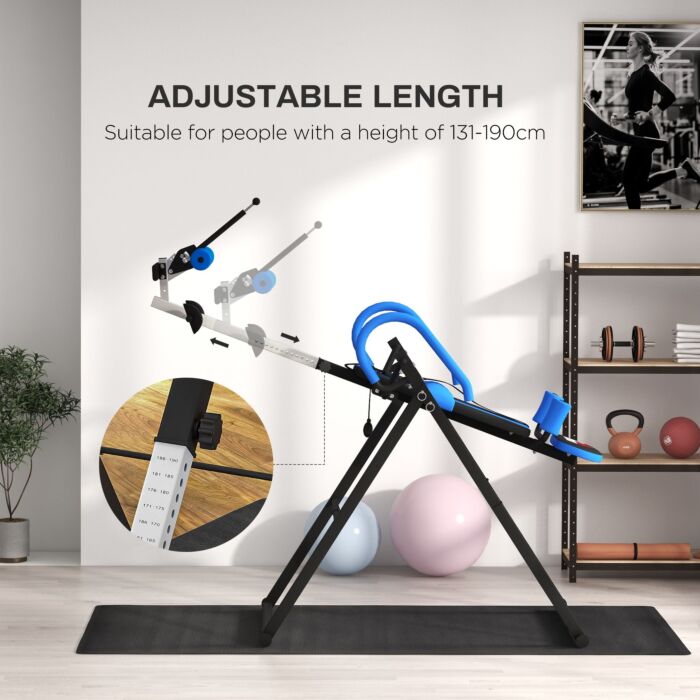 Homcom Gravity Inversion Table With Safety Belt Adjustable Hand Stand For Muscle Pain Relief, Blue