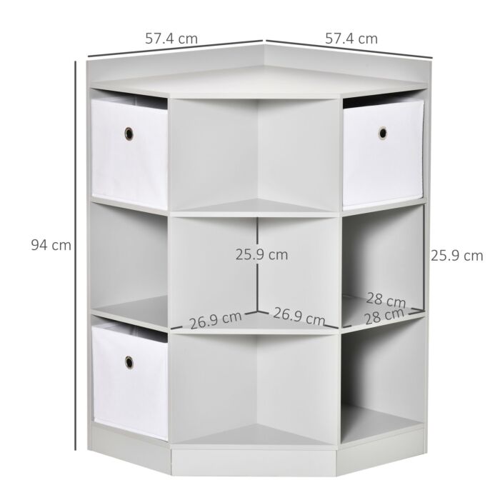 Homcom Kids Storage Cabinet Corner Toy Storage Organizer Bookcase Rack For Children's Play Room/bedroom With Anti-tipping Hardware Drawers, Grey