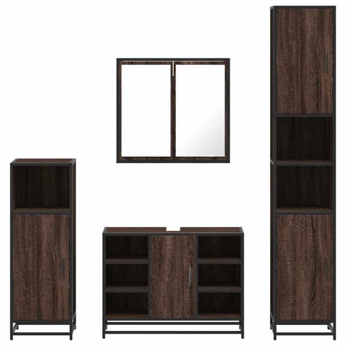 Vidaxl 4 Piece Bathroom Furniture Set Brown Oak Engineered Wood